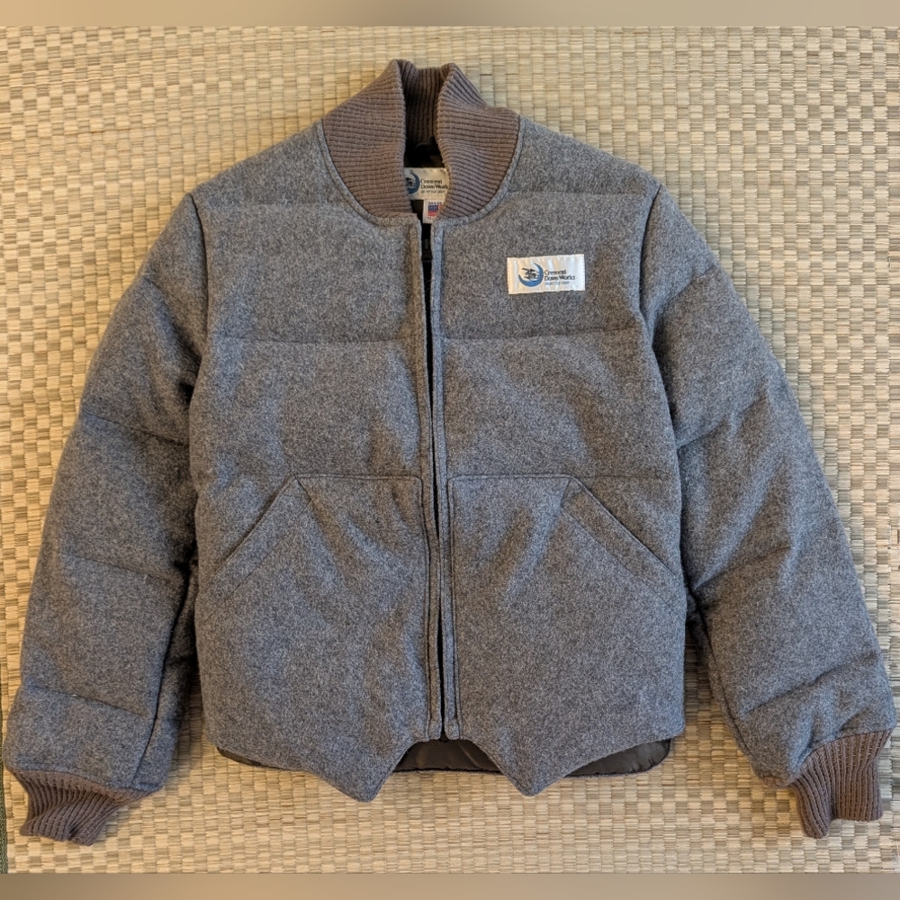 RARE Crescent Down Works Wool Goose Down Bomber Jacket Gray Size XS Made in USA